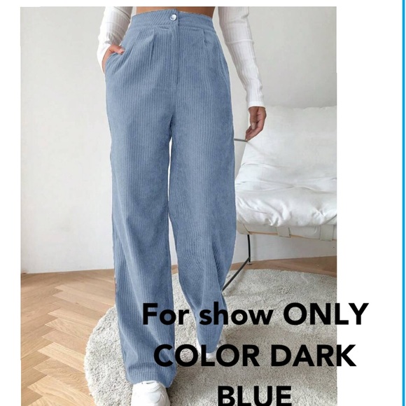 Stylish Corduroy Wide-Leg Pants/Large/blue - Picture 11 of 16